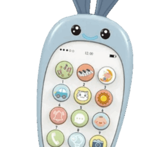 Jucarie interactiva, telefon morcov, cu sunete si parti de dentitie Albastru