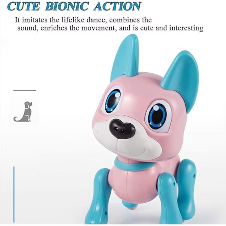Jucarie Caine robot inteligent, controlat prin gesturi, cu sunete si lumini, Mov - imagine 3