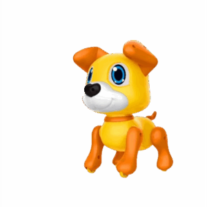 Jucarie Caine robot inteligent, controlat prin gesturi, cu sunete si lumini, Galben