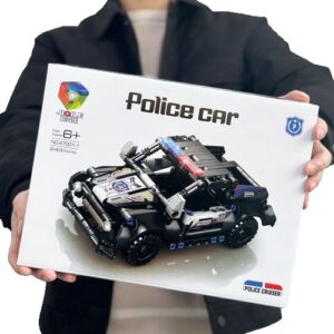 Set de Constructie Masina de Politie 4x4, Kareldo, 28x21cm, 243 de Piese, 6 ani, Negru