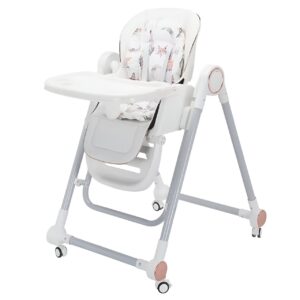 Scaun de Masa pentru Bebelusi si Copii, Kareldo, Tavita si Husa Detasabile, Multifuncțional, Stabil, Centura de Siguranta, Inaltime Ajustabila, Spatar Reglabil Moale, Balansoar, de la 6 Luni, Alb