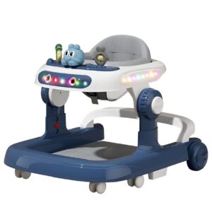 Premergator Multifunctional cu Roti Kareldo, Model Iepuras, Inaltime Ajustabila, Tavita, Muzica, Lumini, 66x59x41 cm, Albastru