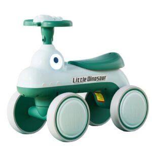 Bicicleta Pentru Copii, Kareldo, Fara Pedale, Cu Patru Roti, Din Plastic Rezistent, Fara BPA, Cu Muzica Si Lumini, Model Dinozaur, 50x27x40 Cm, Verde