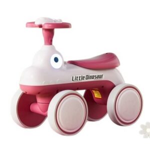 Bicicleta Pentru Copii, Kareldo, Fara Pedale, Cu Patru Roti, Din Plastic Rezistent, Fara BPA, Cu Muzica Si Lumini, Model Dinozaur, 50x27x40 Cm, Roz