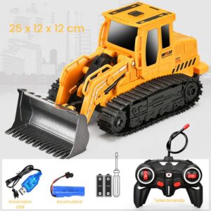 Buldozer cu Senile Jucarie pentru Copii, Kareldo, Jucarie Buldozer cu Telecomanda, Jucarie de Constructie, Acumulator cu Incarcare USB, 25 x 12 x 12 cm, Galben