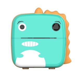 Camera Instantanee pentru Copii, Kareldo, Camera Frontala + Selfie, cu Functie de Printare, Cablu USB-C, Bluetooth, Compatibil iOS/Android, Model Dinozaur, Snur Inclus, Verde