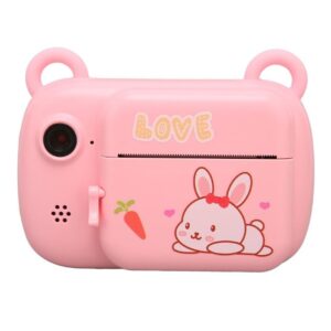 Camera Instantanee pentru Copii, Kareldo, Camera Frontala + Selfie, cu Functie de Printare, Cablu USB-C, Bluetooth, Compatibil iOS/Android, Imprimare APP, Model Iepure Love, Roz