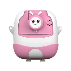 Camera Instantanee pentru Copii, Kareldo, cu Functie de Printare, Cablu USB-C, Bluetooth, Compatibil iOS/Android, Camera Frontala + Selfie, Model Iepure, Snur Inclus, Roz