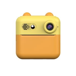 Camera Instantanee pentru Copii, Kareldo, cu Functie de Printare, Cablu USB-C, Bluetooth, compatibil iOS/Android, Imprimare APP, Model Urechi, Snur Subtire Inclus, Portocaliu