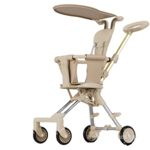Carucior Pliabil, Kareldo, 1-3 Ani, Reversibil, 4 Roti, Parasolar, din Aliaj de Aluminiu + Plastic + Textil, 52 x 42 x 90 cm, Bej