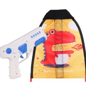 Set 2 Piese Jucarie Interactiva, Kareldo, Pistol de Catapultare + Zmeu, din Plastic si Panza, +8 Ani, Impermeabil, Model Dragon cu Flacari, Multicolor