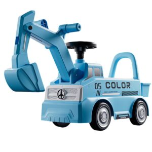 Excavator Manual pentru copii, Kareldo, 3 ani, Sport, Claxon, Cutie Depozitare, Lumini, Scaun, 62x26x47 cm, Albastru