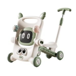 Antemergator pentru Copii 8 in 1, Kareldo, Multifunctional, cu Maner de Impingere Detasabil, Scuter, Trotineta, Scaun Reglabil, Tavita Detasabila, Stabil, Antiderapant, 4 Roti, 56x44x64cm, 9-12 Luni, Verde