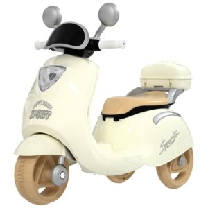 Motocicleta Electrica Kareldo, cu Acumulator, Telecomanda, Bluetooth, cu Sistem Anti-Rasturnare, Sistem de Lumini si Sunet, 3-10 Ani, Bej