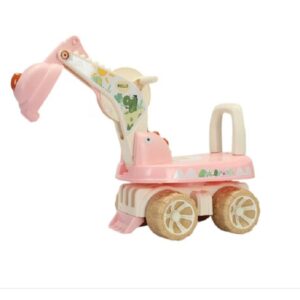 Excavator pentru Copii, Kareldo, 1-3 Ani, Greutate Portanta 30 kg, Muzica si Lumini, Rotatie 360 Grade, 45 x 31 x 35 cm, 4 Roti, Roz