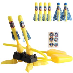 Jucarie pentru Copii, Kareldo, Lansator de Rachete cu Piciorul, Doua Lansatoare, 6 Rachete Fara Lumini, 45x18 cm, Galben