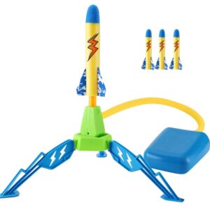 Jucarie pentru Copii, Kareldo, Lansator de Rachete cu Piciorul, un Singur Lansator, 3 Rachete cu Lumini, 40.5 cm Inaltime, Multicolor