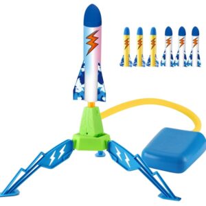 Jucarie pentru Copii, Kareldo, Lansator de Rachete cu Piciorul, un Singur Lansator, 6 Rachete Fara Lumini, 40.5 cm Inaltime, Multicolor