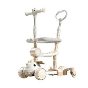 Trotineta Multifunctionala 6 in 1, Kareldo, Pentru Copii De La 10 Luni Pana La 12 Ani, Cu Maner De Impingere, Reglabil 360, Pliere Usoara, Reglarea Inaltimii, Model Dinozaur, Alb/Bej