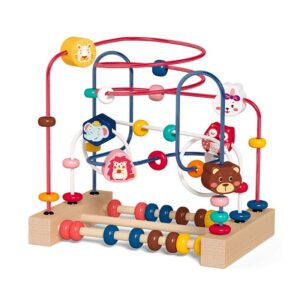 Jucarie din Lemn Montessori, Kareldo, Labirint Motricitate cu Abac si Animalute, Rollercoaster pentru Copii, Educativ, Dezvoltarea Abilitatilor Motorii, Numaratoare, 22.5x22.5x15 cm, Multicolor