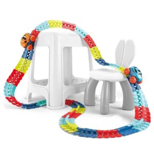 Jucarie de Constructie RollerCoaster, Kareldo, 184 de Piese, 44.5x36x7 cm, cu Masini, Multicolor