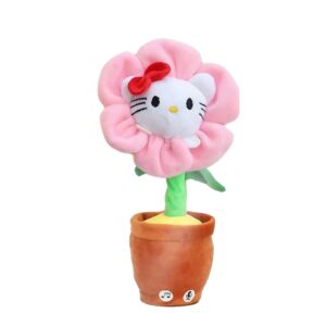 Jucarie de Plus Interactiva, Kareldo, cu Acumulator si Cablu USB, 120 Cantece, Model Pisicuta Vorbitoare si Dansatoare, 33 x 12 cm Functie de Imitare si Inregistrare, Multicolor