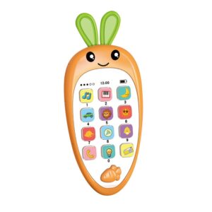Jucarie Interactiva, Kareldo, Telefon Inteligent, Model Morcov, Functii Educative, Muzicale si Voce, 4-6 ani, 19 x 11.5 cm, din Plastic, Portocaliu