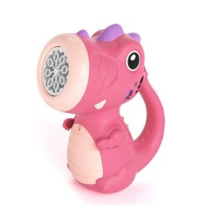 Jucarie Interactiva pentru Baloane de Sapun, Kareldo, Sunete si Lumini, Model Dinozaur, cu 8 Orificii, 15 x 8.5 x 18.5, Roz