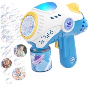 Jucarie Interactiva pentru Baloane de Sapun, Kareldo, Sunete si Lumini, Model Pistol, cu 8 Orificii, 20.6 x 9.4 x 21 cm, Albastru