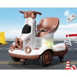 Masinuta Electrica, Kareldo, pe 4 Roti, cu Telecomanda, Lumini Led si Muzica, +2 ani, Inaltime Reglabila, Maro