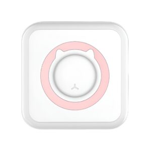 Mini Imprimanta Foto Portabila, Kareldo, 5 Role de Hartie Termica, 5 Role Autocolante, 3 Role Colorate, Pixuri, Incarcare USB, Model Pisica, Alb Roz