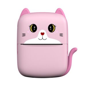 Mini Imprimanta Foto Portabila, Kareldo, Incarcare USB, Bluetooth, Model Pisicuta, Print Alb-Negru, Roz