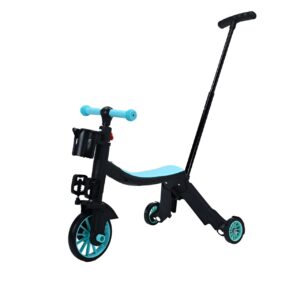 Bicicleta 8 in 1, Kareldo, Transformabila, Multifunctionala, Reglare Inaltime, cu Maner de Impingere Detasabil, Tricicleta, Trotineta, 3 Roti, Pedale, Cosulet, 3-6 Ani, Albastru