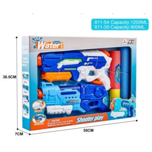 Set 2x Pistol cu Apa pentru Copii, Rezervor, Pentru Piscina/Plaja, Kareldo, 6ani+, Albastru, 1200 ML + 900 ML