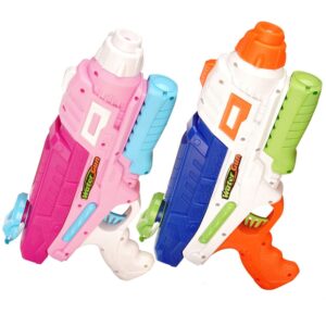 Set 2x Pistol cu Apa pentru Copii, Rezervor, Pentru Piscina/Plaja, Kareldo, 6ani+, Roz + Albastru, 600 ML