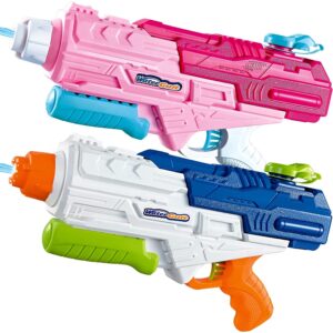 Set 2x Pistol cu Apa pentru Copii, Rezervor, Pentru Piscina/Plaja, Kareldo, 6ani+, Roz + Albastru, 1200 ML
