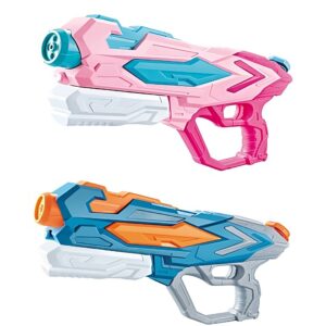 Set 2x Pistol cu Apa pentru Copii, Rezervor, Pentru Piscina/Plaja, Kareldo, 6ani+, Roz + Albastru, 4 duze, 900 ML
