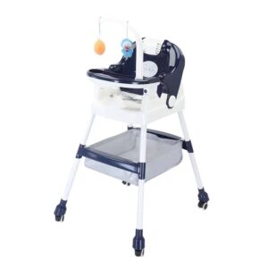 Scaun de Masa pentru Copii, Kareldo, Multifunctional, Pliabil, cu Roti, Cos de Depozitare, din Plastic, Centura de Siguranta, Suport de Agatat Jucarii, 110 x 60 x 70 cm, Albastru