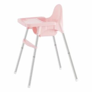 Scaun de masa telescopic pentru bebelusi si copii, Kareldo, cu Suport picioare si Centura de siguranta, reglabil pe inaltime, Varsta 6-32 luni, Roz