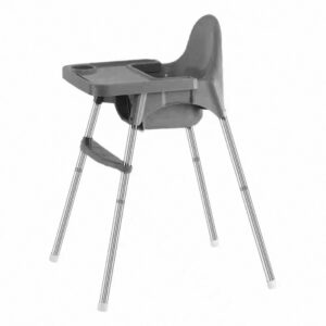 Scaun de masa telescopic pentru bebelusi si copii, Kareldo, cu Suport picioare si Centura de siguranta, reglabil pe inaltime, Varsta 6-32 luni, Gri