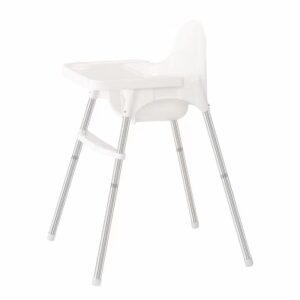 Scaun de masa telescopic pentru bebelusi si copii, Kareldo, cu Suport picioare si Centura de siguranta, reglabil pe inaltime, Varsta 6-32 luni, Alb