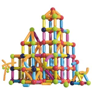 Set 100 Piese Magnetice de Constructie, Kareldo, Magnetic Sticks, Bastonase si Bile, 3 Ani, ABS, Magnet, 24 x 18.5 x 14 cm, Multicolor