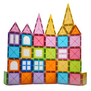 Set 32 Piese Magnetice de Constructie, Kareldo, Piese 5.5 cm, Magnetic Tiles, Forme Geometrice, 3 Ani, ABS, Magnet, 20.5 x 14.5 x 12 cm, Multicolor