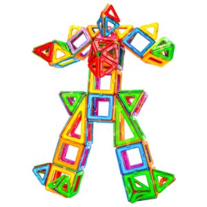 Set 60 Piese Magnetice de Constructie, Kareldo, Piese Mari, Magnetic Blocks, Forme Geometrice, 3 Ani, ABS, Magnet, 22 x 17.2 x 8.5 cm, Multicolor