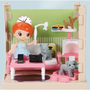 Set adapost pentru animalute Kareldo, casa de papusi cu mobilier si ustensile, activitati distractive