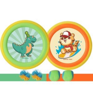 Set Interactiv Frisbee, Fippy, pentru Copii, 2 Palete Elastice, Diametru 30 cm, 4 Mingi, + 3 Ani, Design Animat, Multicolor