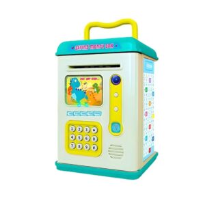 Set Pusculita pentru Copii, Kareldo, Tip ATM, Parola cu Amprenta, 13.5 x 11.5 x 20 cm, Albastru