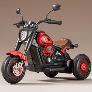 Tricicleta Electrica pentru Copii, Kareldo, Tricicleta DUAL-DRIVE 380*2 Baterie 6V 4.5, Bluetooth, Sistem Anti-Rasturnare, Sistem de Lumini si Sunet, 5+ Ani, 80 x 60 x 42 cm, Rosu Negru