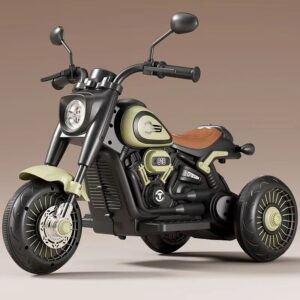 Tricicleta Electrica pentru Copii, Kareldo, Tricicleta DUAL-DRIVE 380*2 Baterie 6V 4.5, Bluetooth, Telecomanda, Sistem Anti-Rasturnare, Sistem de Lumini si Sunet, 5+ Ani, 80 x 60 x 42 cm, Verde Negru