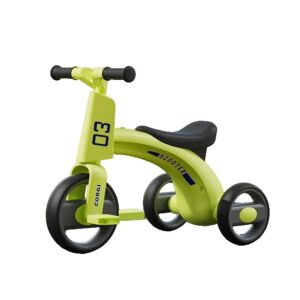 Tricicleta pentru Copii, Kareldo, Exercitiu de Echilibru, pentru 1-6 Ani, Functie de Lumini si Sunete, cu Pedale, din Plastic, Roti Gonflabile, Greutate Portanta 60 kg, 57 x 36 x 47 cm, Verde